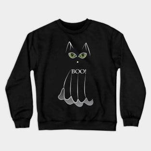 Cat ghost on black Crewneck Sweatshirt
